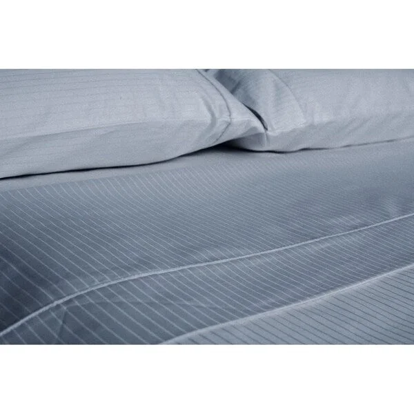 600 Thread Count Egyptian Cotton Tuxedo-Striped Sheet Set Queen Slate