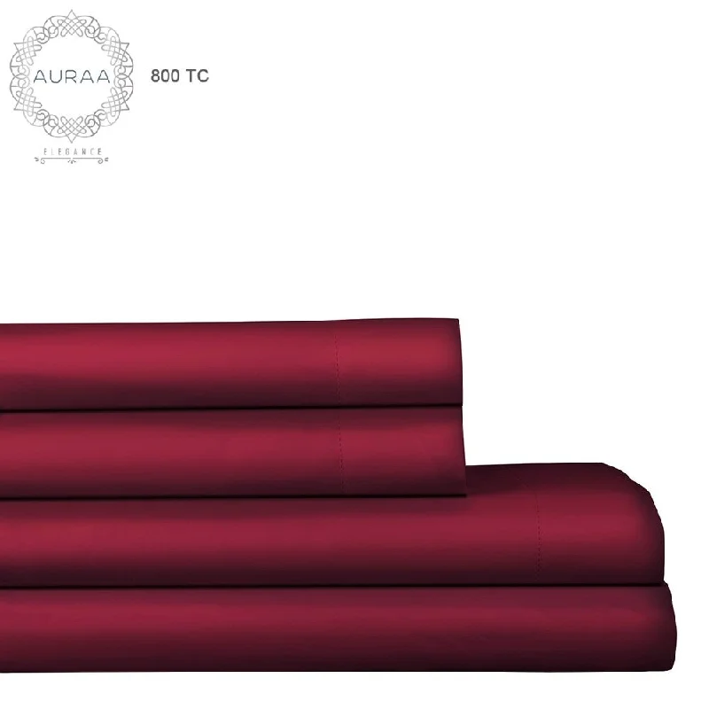 800 Thread Count Pure Supima Cotton Deep Pocket Natural Soft King Sheet Set Burgundy