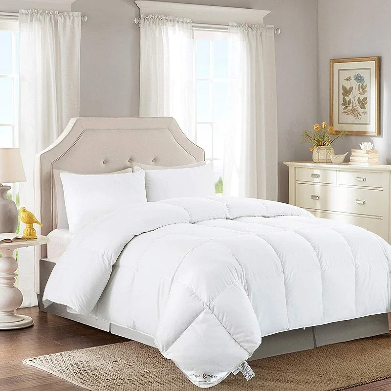 Alpha Home Goose Down Comforter Duvet Insert Hypo-allergenic All Season Down Comforter Solid White