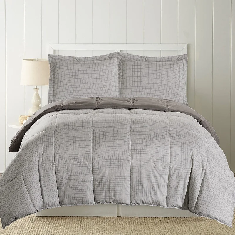 Bari 3 Piece California King Reversible Comforter Set The Urban Port, Gray