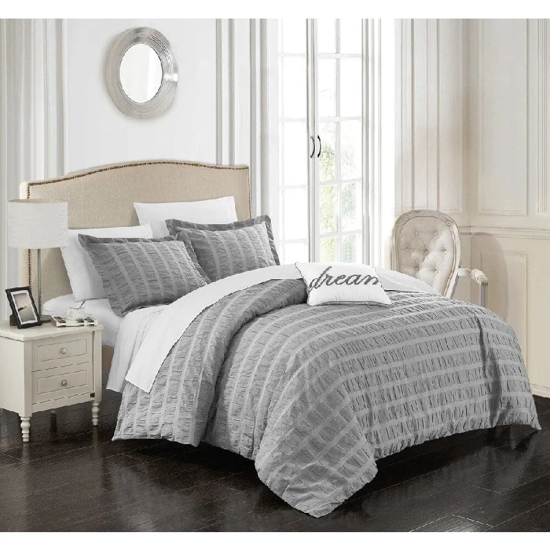 Chic Home Tornio 4-piece 100-percent Cotton Grey Duvet Cover Set