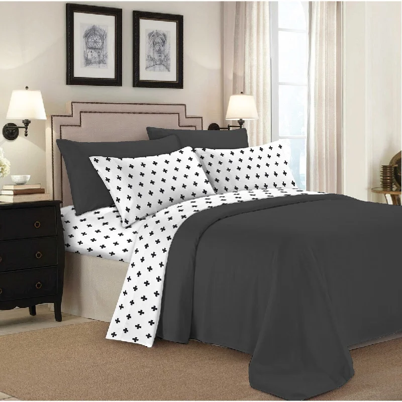 Modern Moon & StarSwiss Cross Flannel Sheet Set