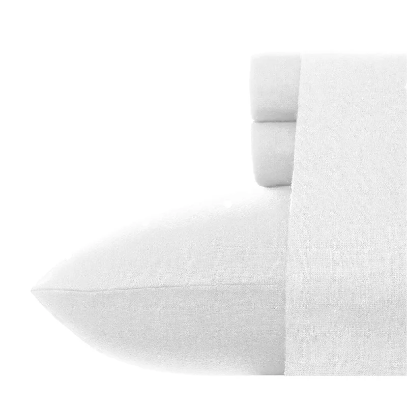 Portland Place 160GSM Flannel White Dbl-Full Solid Sheet Set