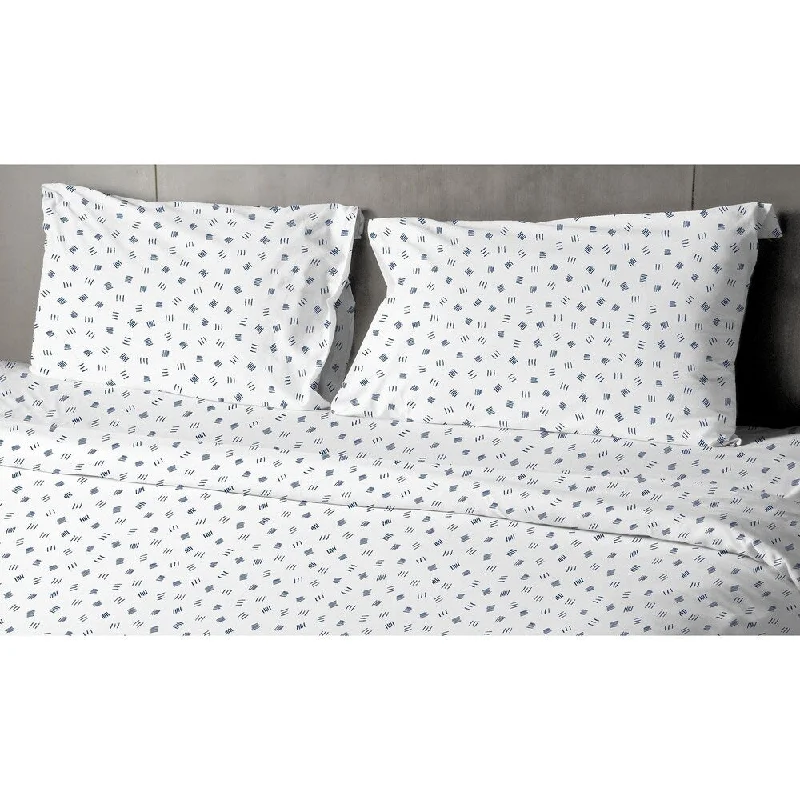 Portland Place 200TC Cotton Blue Quartz King Funny Scattered Sticks Sheet Set