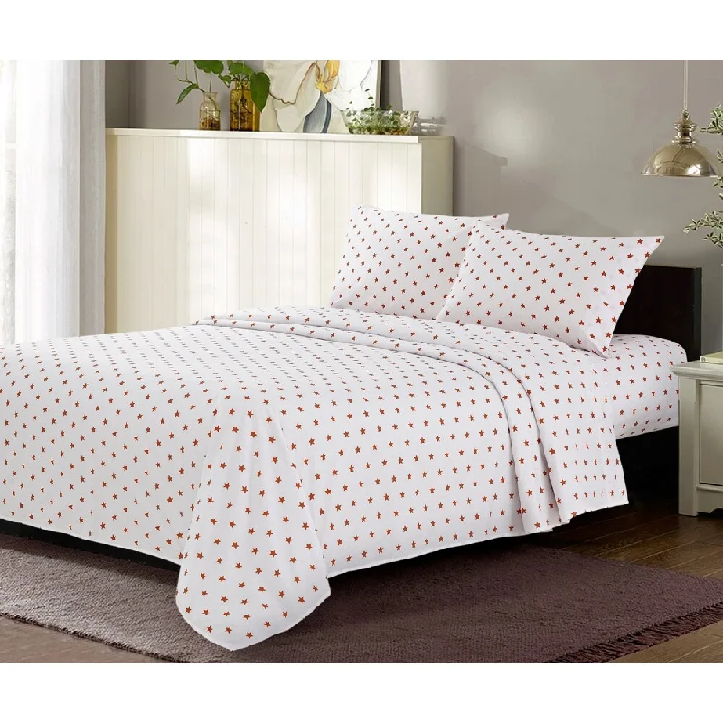 Portland Place 200TC Cotton Orange Twin Stars Sheet Set