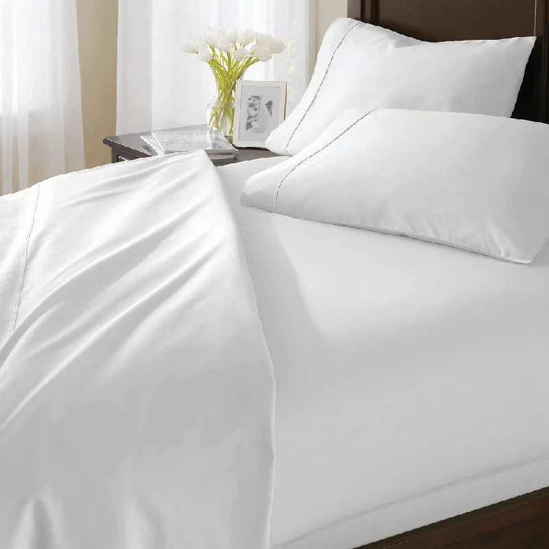 Portland Place 300TC Cotton White Twin Solid Sheet Set