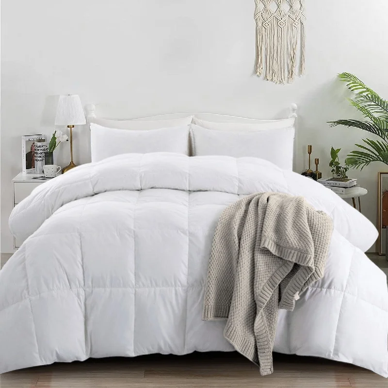 All Season White Goose Feather Down Comforter Cotton Cover