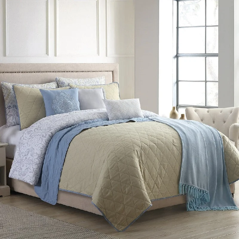 Andria 10 Piece Queen Size Comforter and Coverlet Set The Urban Port, Multicolor