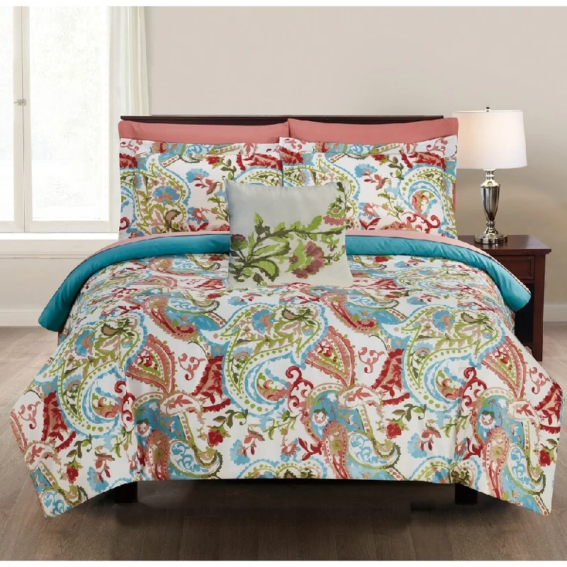 Caen 6 Piece Printed Reversible Twin Comforter Set The Urban Port, Multicolor