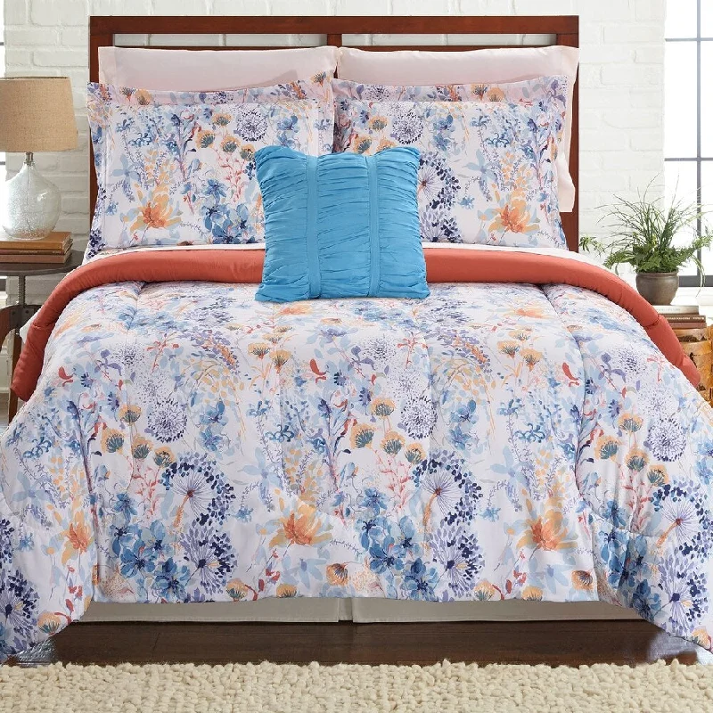 Caen 6 Piece Twin Printed Reversible Comforter Set The Urban Port, Multicolor