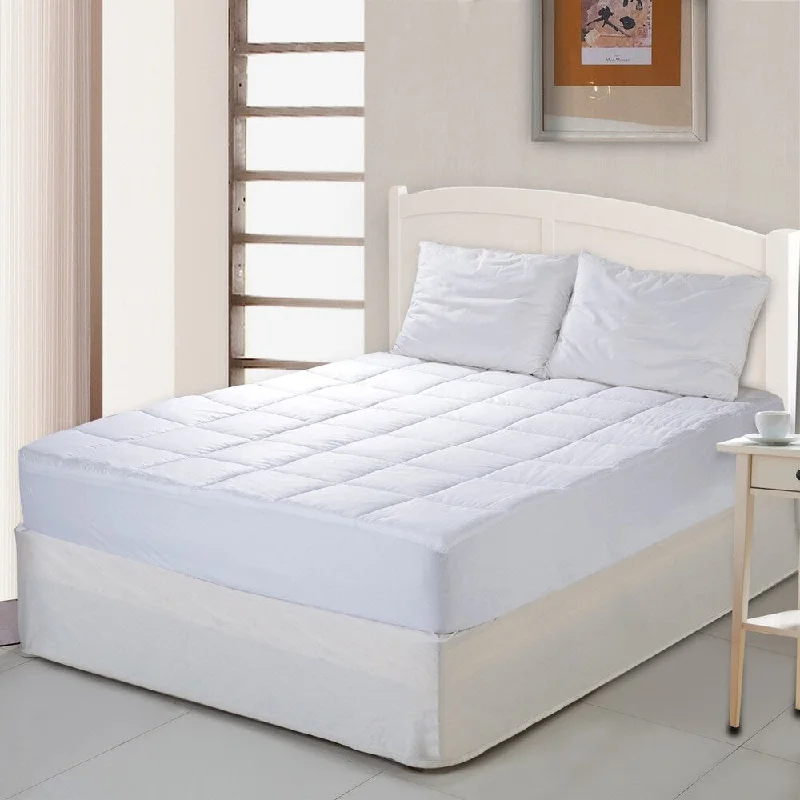 Cottonpure Self-Cooling Sustainable 100% Cotton Fill and Cover Mattress Pad - White