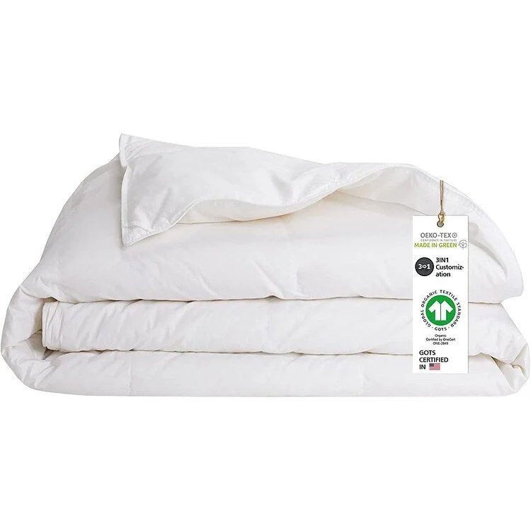 Delara Lightweight 3IN1 Duvet Insert Detachable 300TC Organic Cotton Cover & Organic Cotton Fill Comforter, 400GSM+400GSM,800GSM