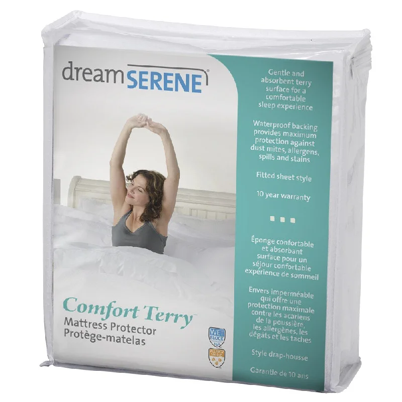 DreamSerene Comfort Terry Mattress Protector - White