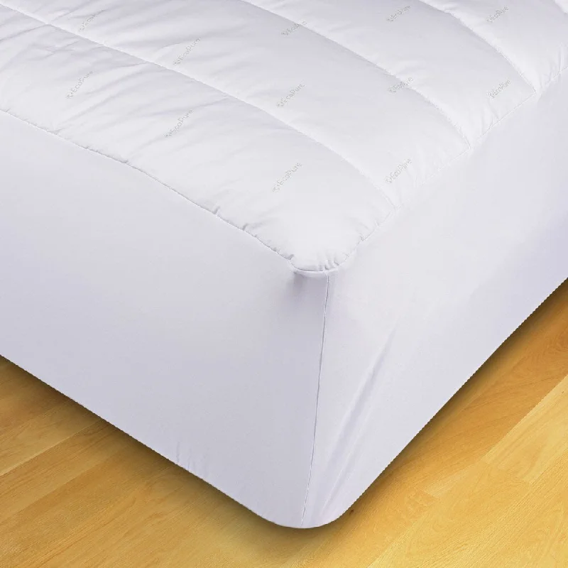 EcoPure Cotton Mattress Pad with Recycled Fiber Fill - White