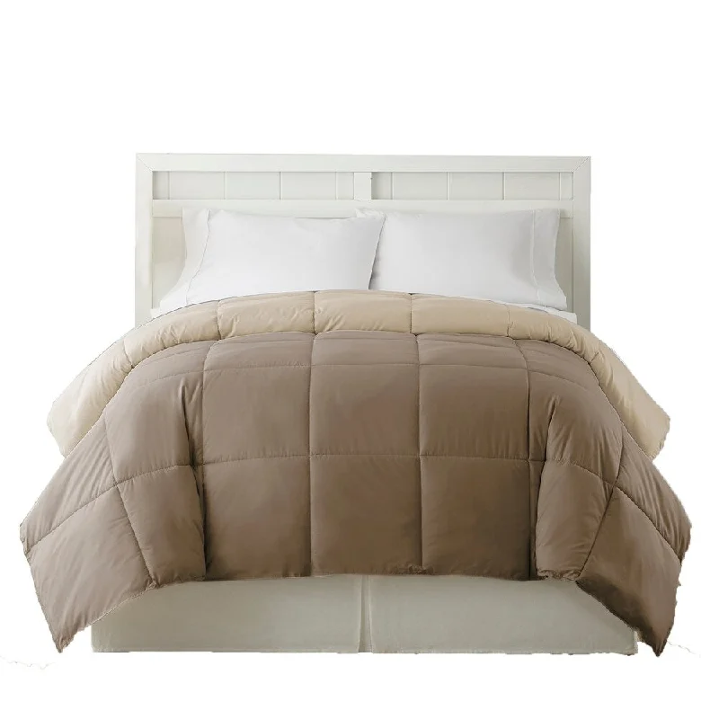 Genoa King Size Box Quilted Reversible Comforter The Urban Port, Brown and Gold