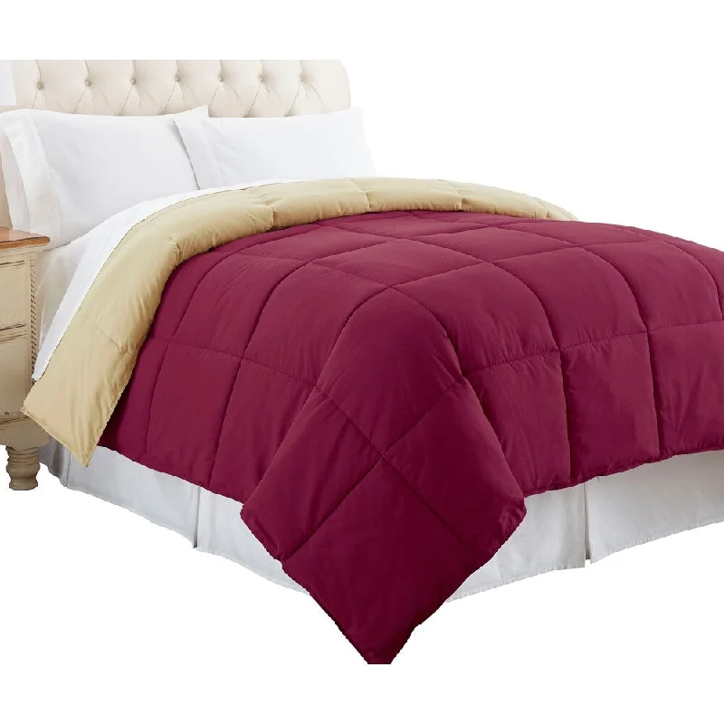 Genoa King Size Box Quilted Reversible Comforter The Urban Port, Pink and Beige