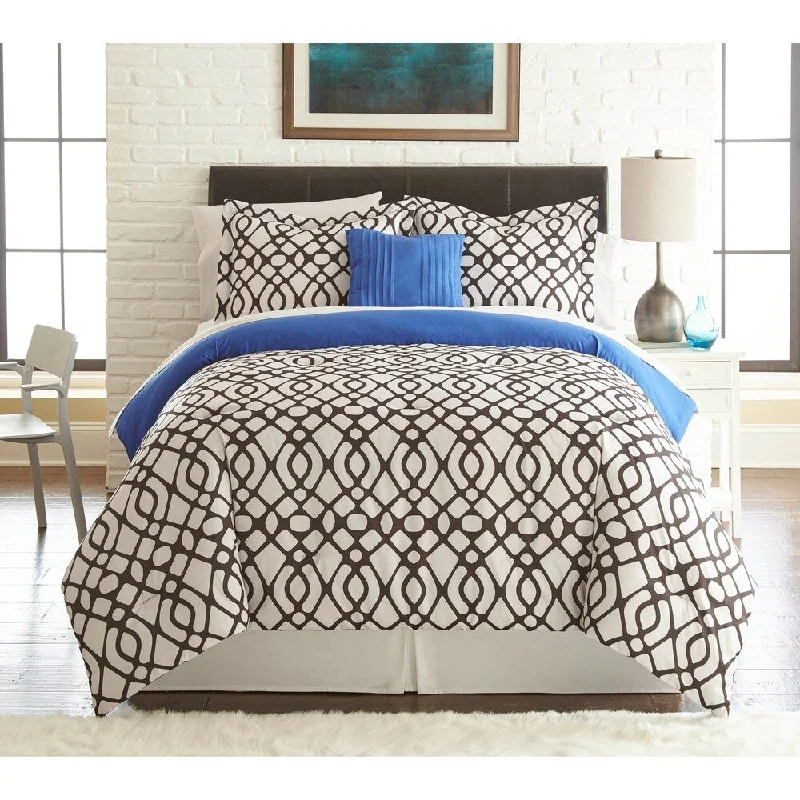 Lyon 8 Piece Full Size Reversible Comforter Set The Urban Port, Black and White