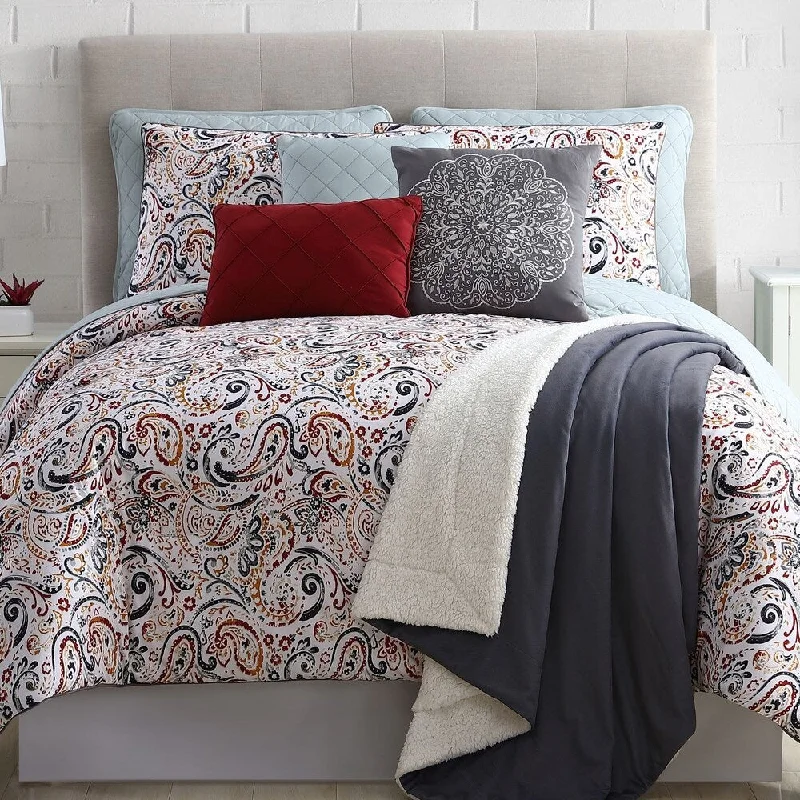 Monza 10 Piece Queen Reversible Comforter and Coverlet Set The Urban, Multicolor