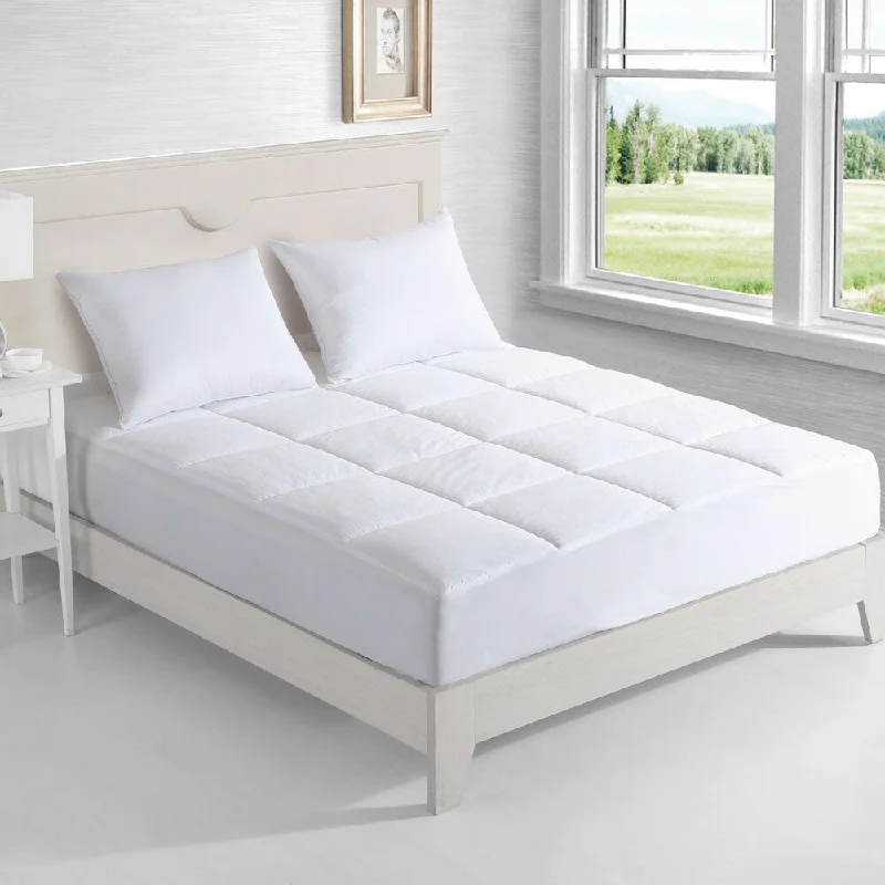 Nanofibre 400 Thread Count Down Alternative Water and Stain Resistant Mattress Pad - White