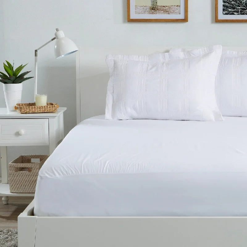 Premium Noiseless Waterproof Jersey Mattress Protector - White