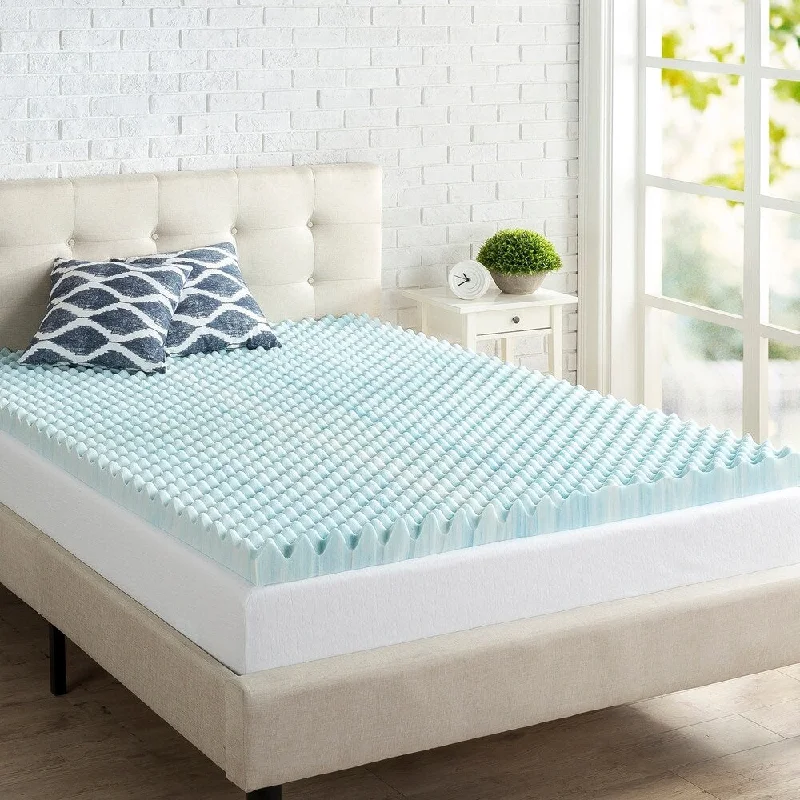 Priage 3" Queen Swirl Gel Memory Foam Mattress Topper