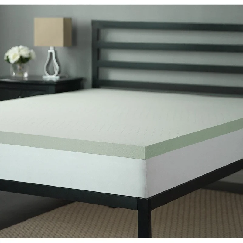 Priage by Zinus 2 inch Green Tea Memory Foam Mattress Topper - Tea Green