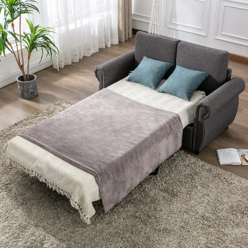 Pull-Out Loveseat Sleeper Sofa with Twin Memory Mattress