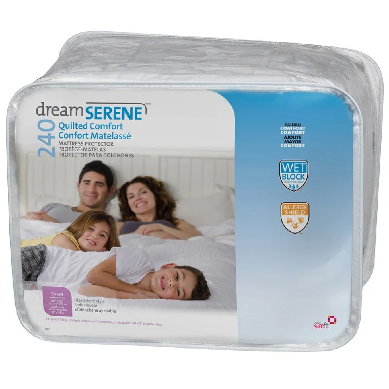 QuickCover DreamSerene Quilted Comfort 240 Waterproof Mattress Protector - White