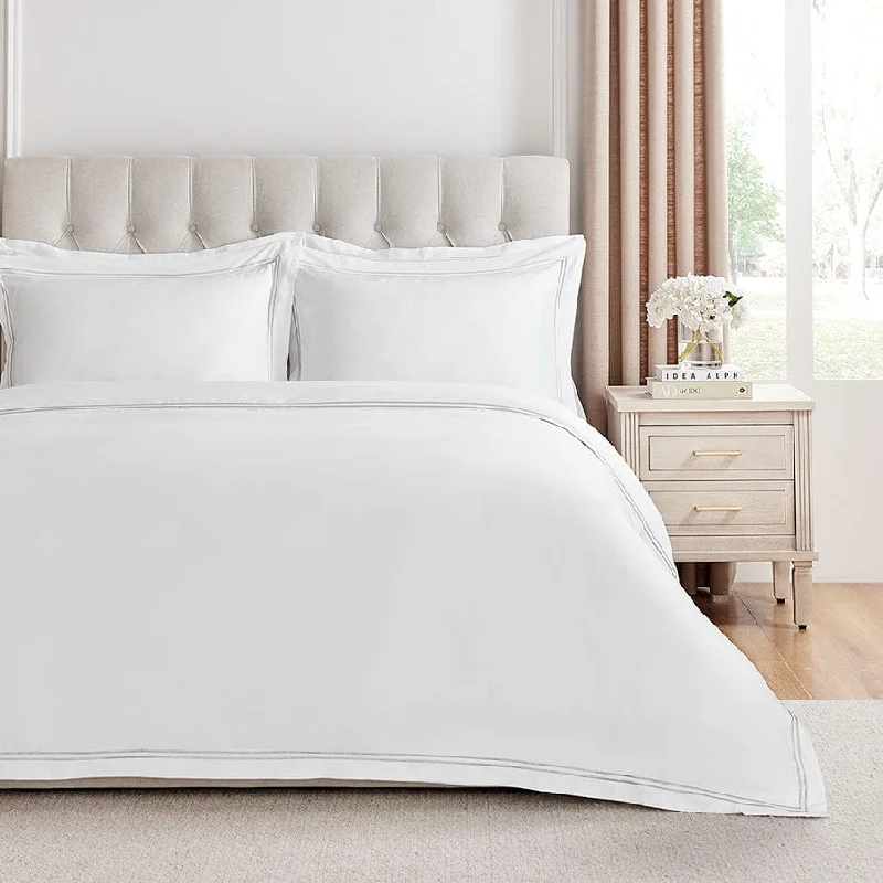 Regent 400 Thread Count Embroidered Duvet Cover - Sateen - Grey