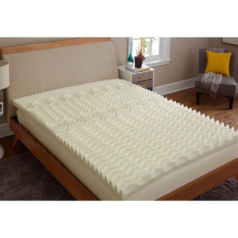 TruPedic USA CoolFlow 5 Zone 3-inch Textured Memory Foam Mattress Topper