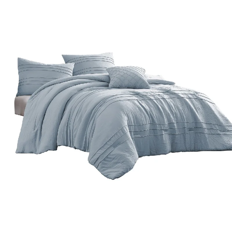 Veria 4 Piece King Comforter Set with Horizontal Stitching The Urban Port, Blue